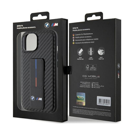 BMW Grip Stand Smooth & Carbon - Coque iPhone 15 (noir)