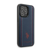 US Polo Assn Leather Stitch - Étui pour iPhone 14 Pro Max (bleu marine)