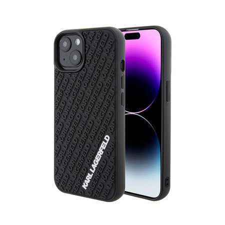 Karl Lagerfeld 3D Rubber Multi Logo - pouzdro pro iPhone 15 (černé)