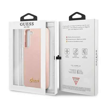 Guess Silikon Skript Metall Logo - Samsung Galaxy S23+ Gehäuse (rosa)