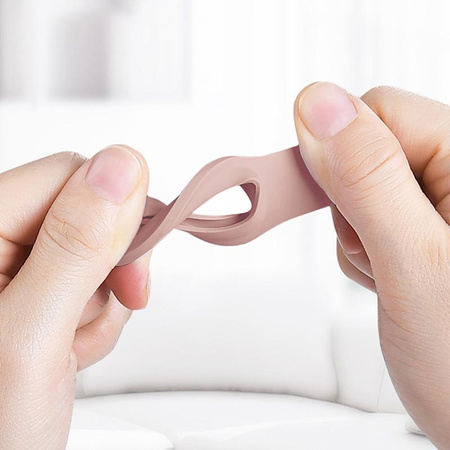 Crong Étui en silicone avec porte-clés - Porte-clés Apple AirTag (rose sable)