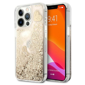 Guess Liquid Glitter Charms - iPhone 13 Pro Max Case (Gold)