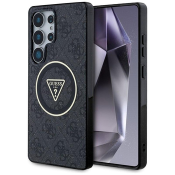 Guess 4G Glitter Triangle Buttons MagSafe - Tasche für Samsung Galaxy S25 Ultra (schwarz)