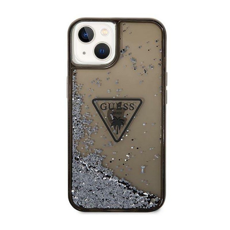 Guess Liquid Glitter Triangle Logo Case - Hülle für iPhone 14 Plus (Schwarz)