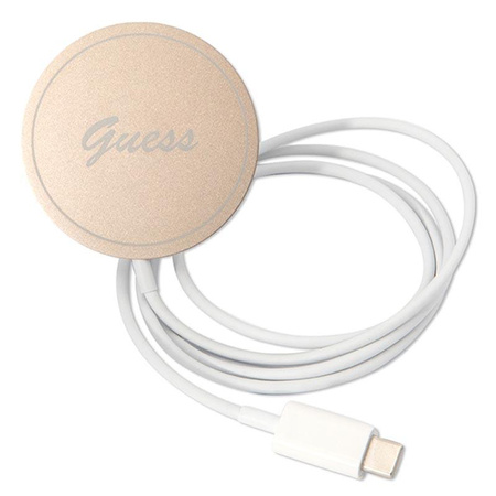 Guess Bundle Pack MagSafe 4G - MagSafe iPhone 12 / iPhone 12 Pro case + charger set (pink/gold)