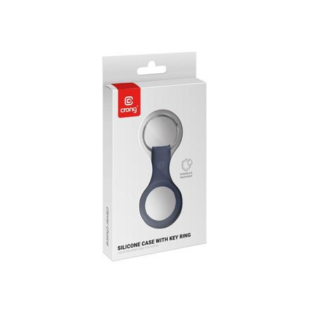 Etui en silicone Crong avec porte-clés - Porte-clés Apple AirTag (bleu marine)
