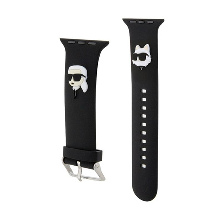 Karl Lagerfeld 3D Rubber Karl & Choupette Köpfe NFT - Armband für Apple Watch 42/44/45/49 mm (schwarz)