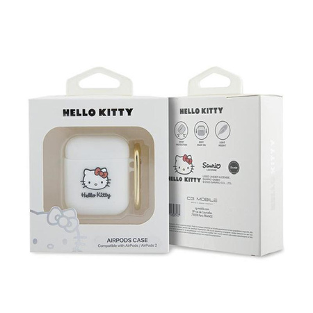 Hello Kitty Silikonová 3D hlava kočičky - pouzdro pro AirPods 1/2 generace (bílé)