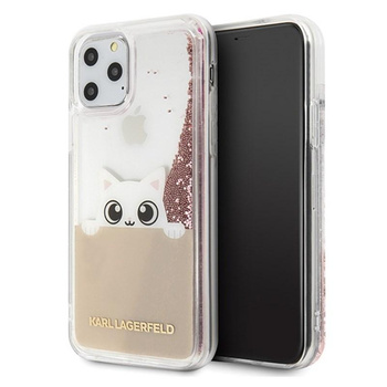 Karl Lagerfeld K-Peek A Boo - pouzdro pro iPhone 11 Pro Max (třpytivé růžovo-zlaté)