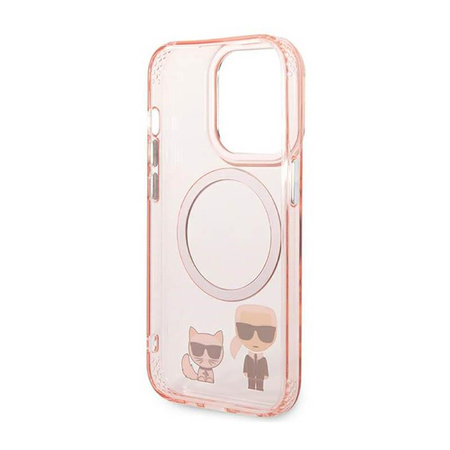 Karl Lagerfeld Karl&Choupette Aluminium MagSafe - Hülle für iPhone 14 Pro (Pink)
