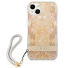 Guess Flower Cord - Tasche mit Schlüsselband iPhone 13 mini (Gold)