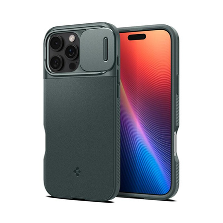 Spigen Optik Armor MagSafe - tok iPhone 16 Pro készülékhez (Abyss zöld)