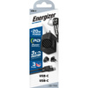 Energizer Ultimate - Multiplug EU / UK / US GaN 20W PD mains charger + USB-C cable (Black)