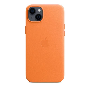 Apple Leather Case - Étui en cuir avec MagSafe pour iPhone 14 Plus (Orange)