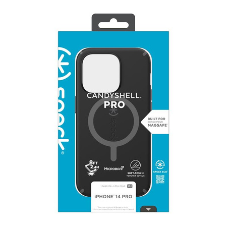 Speck CandyShell Pro + MagSafe - Coque pour iPhone 14 Pro avec revêtement MICROBAN (Noir / Gris ardoise)