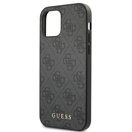 Guess 4G Metall Gold Logo - iPhone 12 / iPhone 12 Pro Tasche (grau)