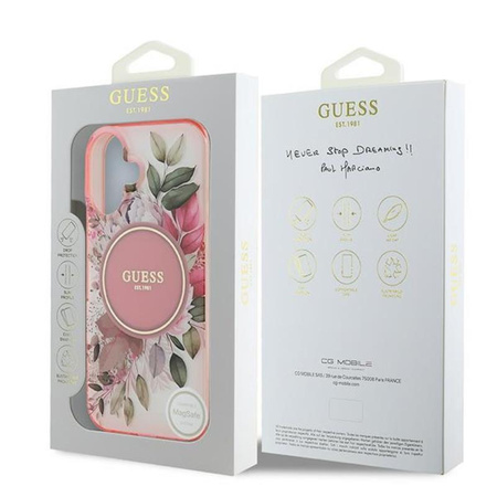 Guess IML Blume & Tonal Kreis MagSafe - iPhone 16 Fall (rosa)