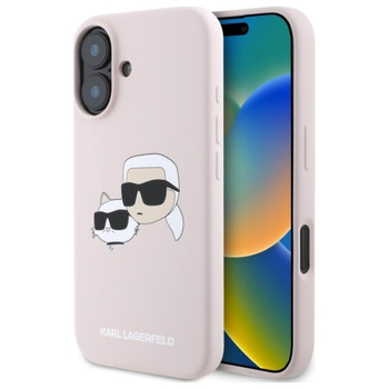 Karl Lagerfeld Silicone Double Heads Print MagSafe - iPhone 16 Case (pink)