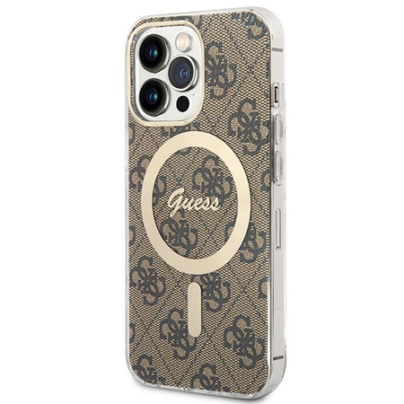 Guess Bundle Pack MagSafe 4G - MagSafe iPhone 13 Pro Case + Charger Set (brown/gold)