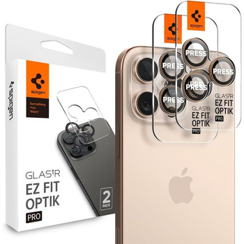 Spigen Optik Pro GLAS.TR EZ Fit Camera Protector 2-Pack - Lens Protector for iPhone 16 Pro / 16 Pro Max (2 pcs) (Desert Titanium)