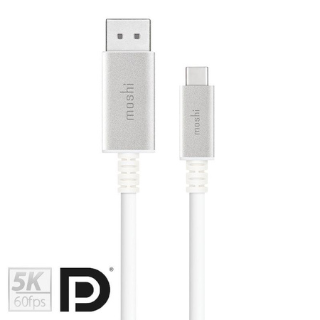 Kabel Moshi USB-C na DisplayPort - hliníkový adaptér z USB-C na DisplayPort 5K/60fps (stříbrný)