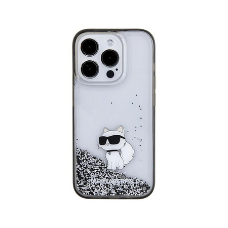 Karl Lagerfeld Liquid Glitter Choupette - pouzdro pro iPhone 15 Pro Max (průhledné)