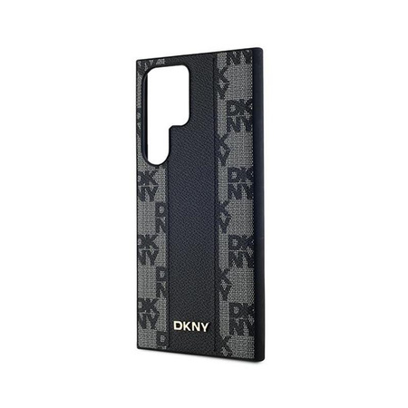 DKNY Leather Checkered Mono Pattern MagSafe - Étui Samsung Galaxy S24 Ultra (noir)