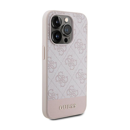 Guess 4G Bottom Stripe Metal Logo Collection - Etui iPhone 15 Pro (różowy)