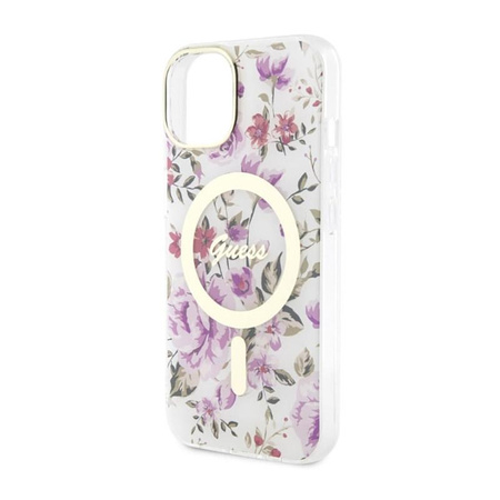 Guess Flower MagSafe - Schutzhülle für iPhone 14 (Transparent)
