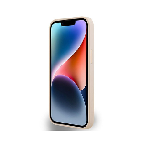 DKNY Leather Checkered Mono Pattern & Printed Stripes - Case for iPhone 14 / 15 / 13 (pink)