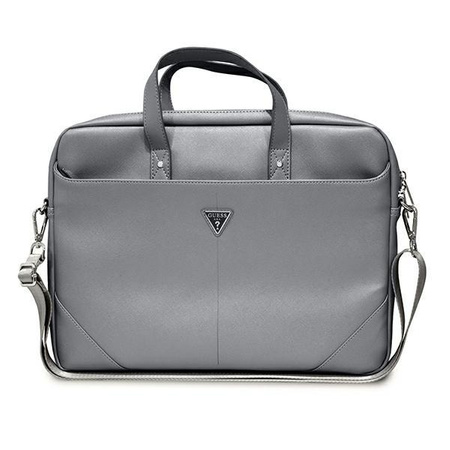 Guess Saffiano Dreieck Logo Computertasche - 16" Notebooktasche (silber)
