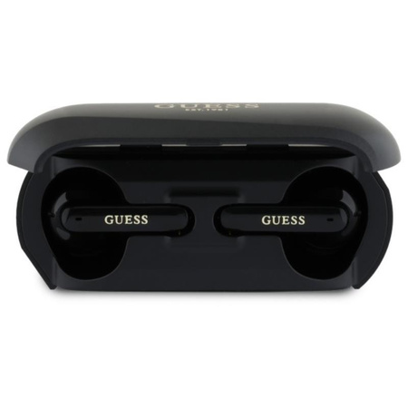 Guess Elongated Metallic Printed Logo - TWS Bluetooth Headphones + Charging Case (Black)