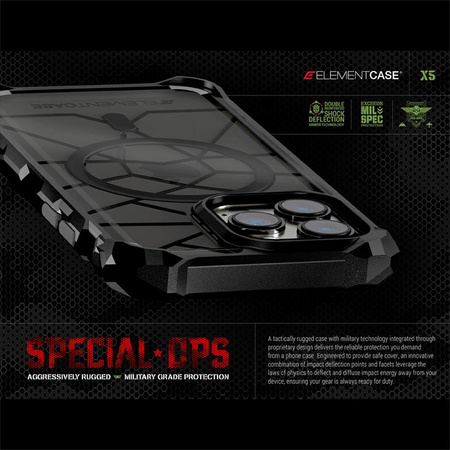 Element Case Special Ops X5 - Gepanzerte iPhone 14 Plus Tasche (Mil-Spec Fallschutz) (Klar/Schwarz)