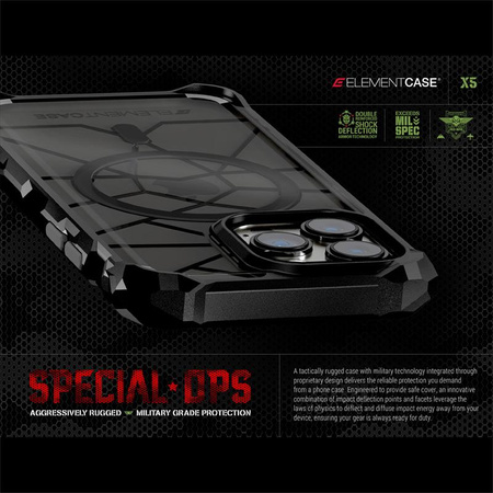 Element Case Special Ops X5 - Pancerne etui iPhone 14 Pro (Mil-Spec Drop Protection) (Smoke/Black)