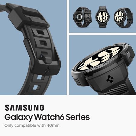 Spigen Rugged Armor Pro - Bracelet + étui pour Samsung Galaxy Watch 6 40 mm (Noir)