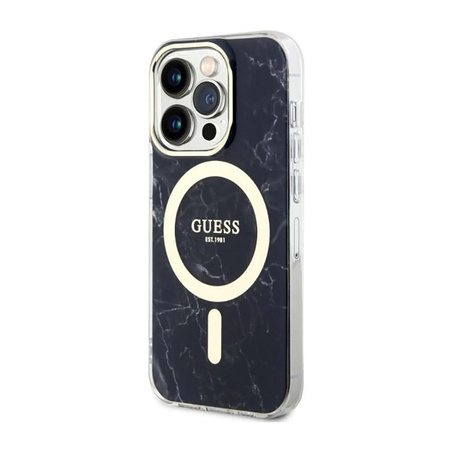 Guess Marble MagSafe - iPhone 14 Pro Max Tasche (Schwarz)