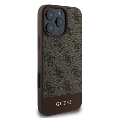 Guess 4G Bottom Stripe – Hülle für iPhone 16 Pro (braun)