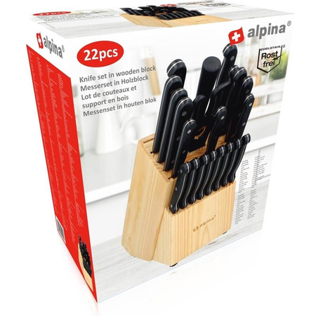 Alpina - Zestaw noży kuchennych ze stojakiem / blokiem 22 elementy
