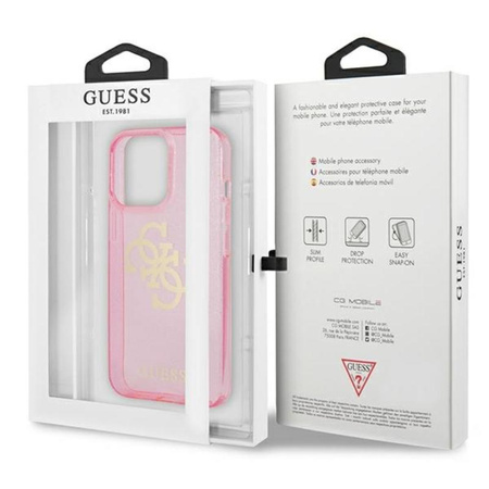 Guess Glitter 4G Big Logo - Etui iPhone 13 Pro (różowy)