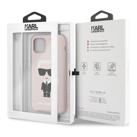 Karl Lagerfeld Fullbody Silicone Iconic - pouzdro pro iPhone 11 Pro (růžové)