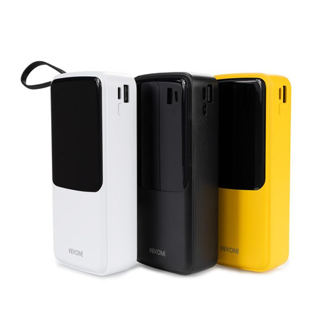 WEKOME WP-10 Pop Digital Series - Power bank 20000 mAh with built-in USB-C / Lightning / Micro USB + USB-A cable (Black)