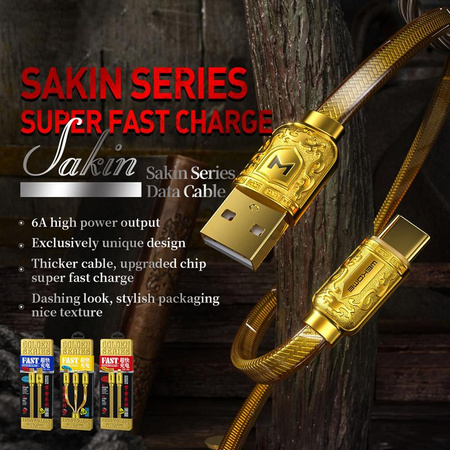 WEKOME WDC-161 Sakin sorozat - USB-A Lightning gyors töltés 6A csatlakozókábel 1 m (arany)