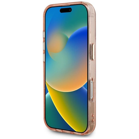 Guess IML fém csillogó 4G kör háromszög MagSafe - tok iPhone 16 Pro (rózsaszín)
