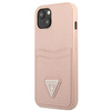 Guess Saffiano Double Card Triangle - iPhone 13 mini case (pink)