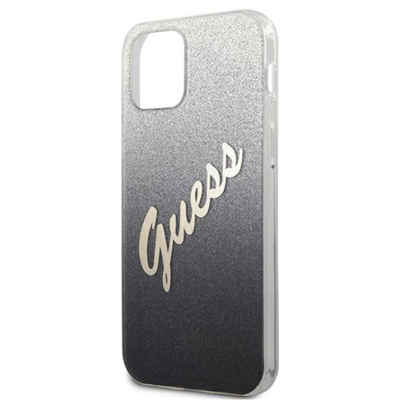 Guess Glitter Gradient Script - pouzdro pro iPhone 12 mini (černé)