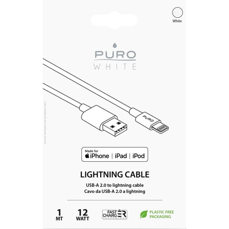 PURO White - Kabel połączeniowy USB Apple złącze Lightning MFi 1m (biały)