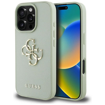 Guess Grained Big 4G Logo Small Classic Logo - pouzdro pro iPhone 16 Pro (zelené)