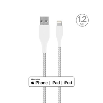 PURO Fabric Ultra Strong - Câble tressé USB-A / Lightning MFi 1.2m (blanc)
