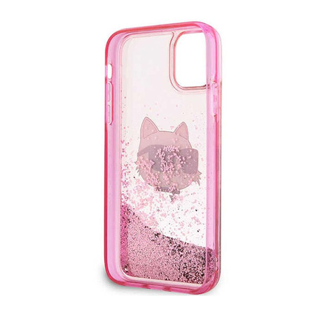 Karl Lagerfeld Liquid Glitter NFT Choupette Head - pouzdro pro iPhone 11 (růžové)