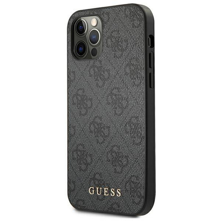 Guess 4G Metall Gold Logo - iPhone 12 / iPhone 12 Pro Tasche (grau)